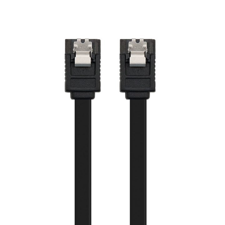 Nanocable SATA III DATA CABLE 6G WITH LOCKING CLIPS, BLACK, 0.5 M