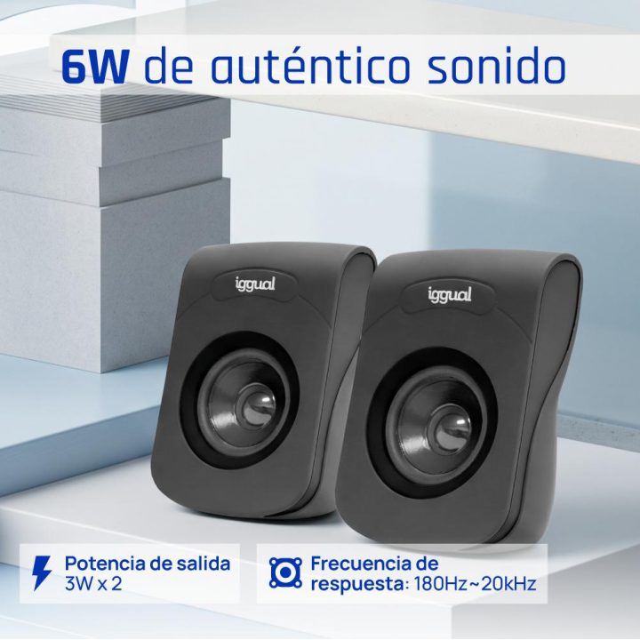 iggual Colunas 2.0 6W mini-jack + USB