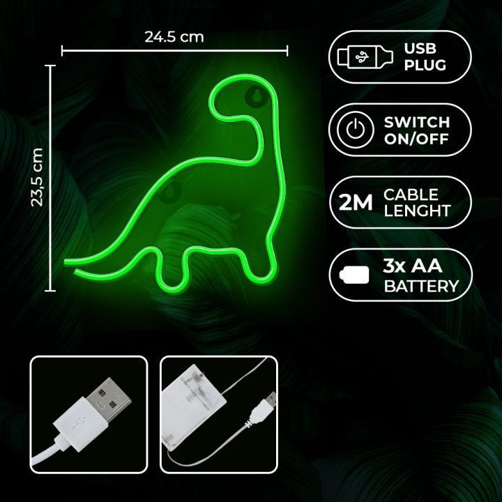 Forever neon LED dinosaur green lamp (RTV100298)