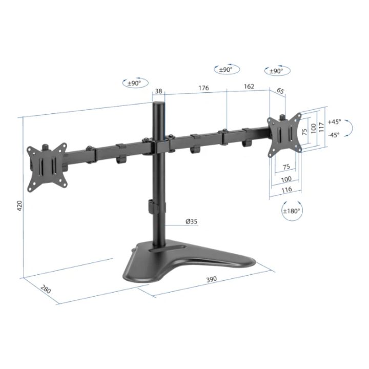 iggual SSM02 Suporte de secretária para 2 monitores 13"-32"