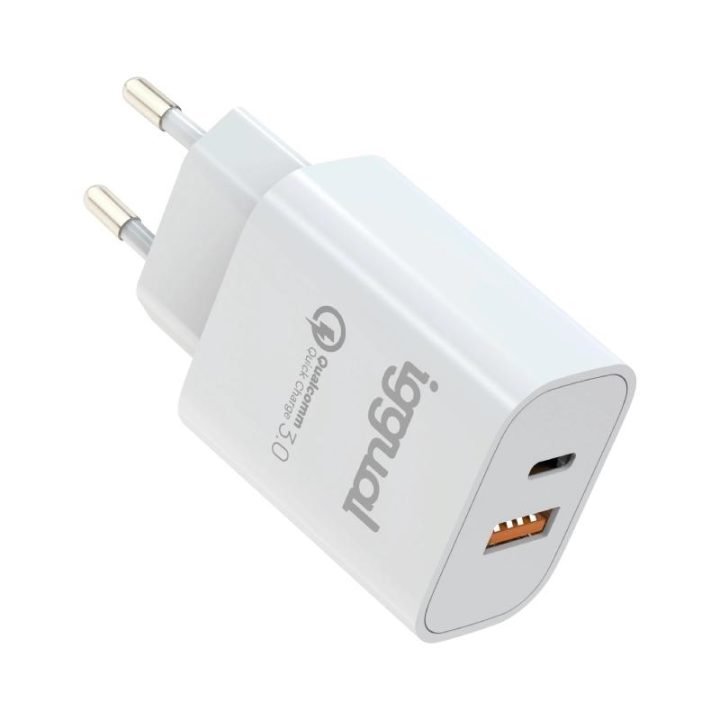 iggual Dual USB QC3.0 + USB-C PD 20W Charger