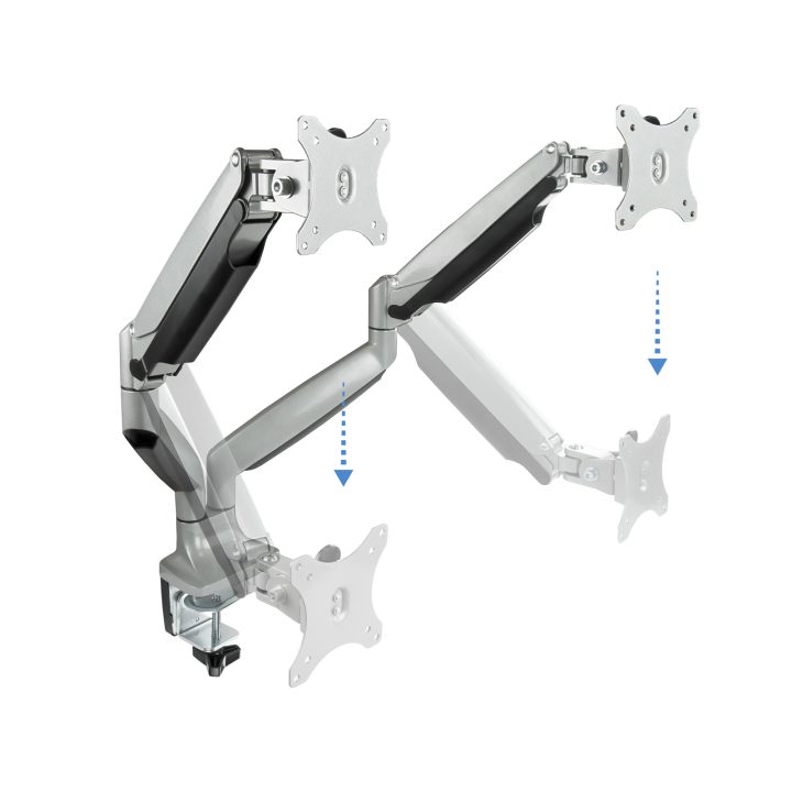 TooQ Soporte de Mesa Giratorio e Inclinable para 2 Pantallas (Monitor…