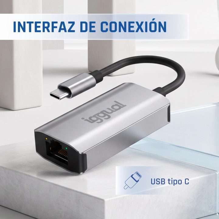 iggual USB-C to RJ45 Gigabit 1000Mbps Adapter