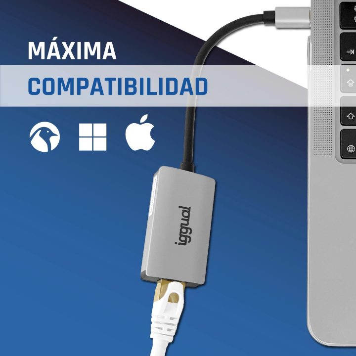 iggual USB-C to RJ45 Gigabit 1000Mbps Adapter