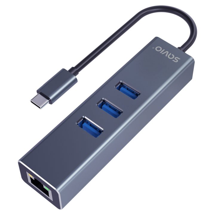 Savio USB-C Hub - 3 x USB-A 3.1 + 1 x RJ45 (SAVAK-57)