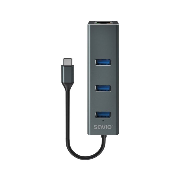 Hub Savio USB-C - 3 x USB-A 3.1 + 1 x RJ45 (SAVAK-57)