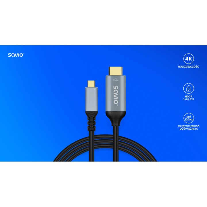 Cabo USB-C para HDMI Savio 2.0b CL-184