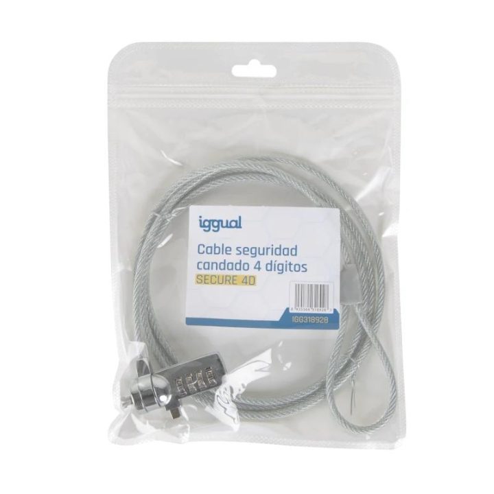 iggual Security Cable 4-Digit Combination Lock SECURE 4D