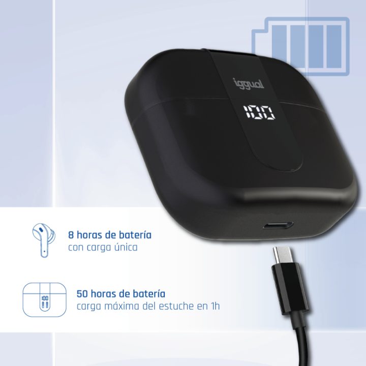 iggual Auriculares intra-auriculares True Wireless preto