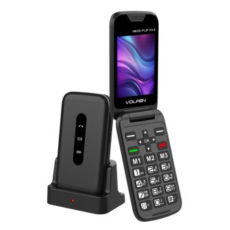 Volfen Nexo Flip Max Flip Phone Black with Charging Dock