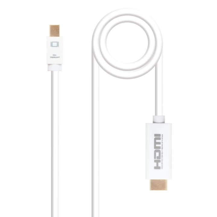 Nanocable Mini DP to HDMI Converter Cable, Mini DP/M - HDMI/M, White…
