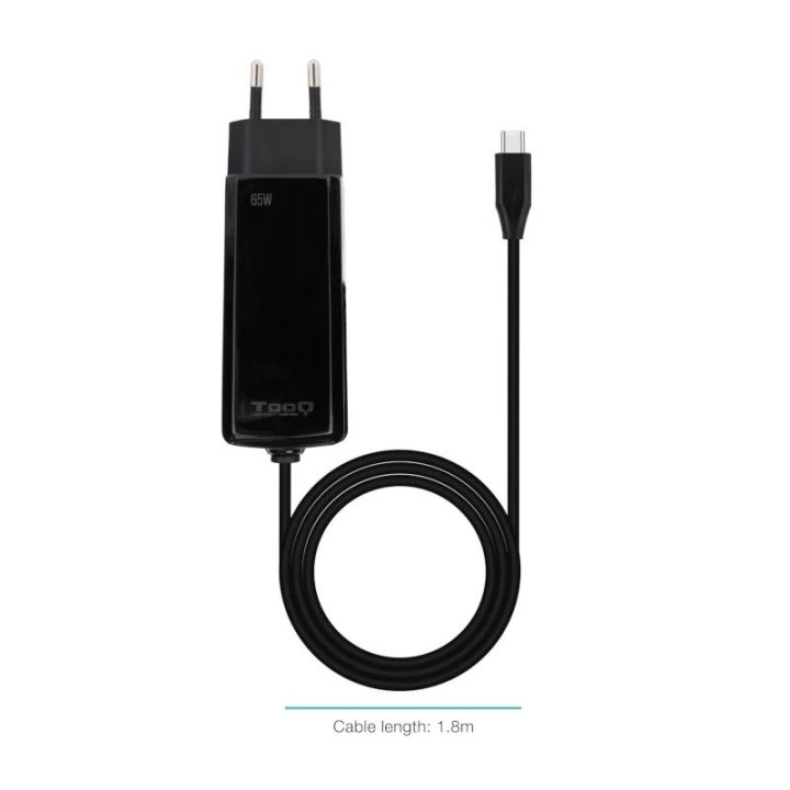 TooQ GAN USB-C PD 45W Laptop Charger, Black