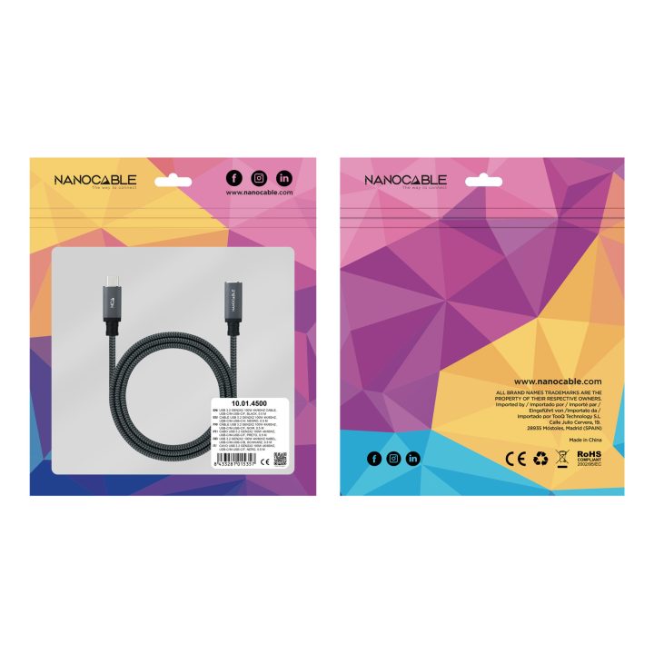 Nanocable 10.01.4501-L150-COMB USB Cable USB 3.2 Gen 2x2 1.5 m USB-C…