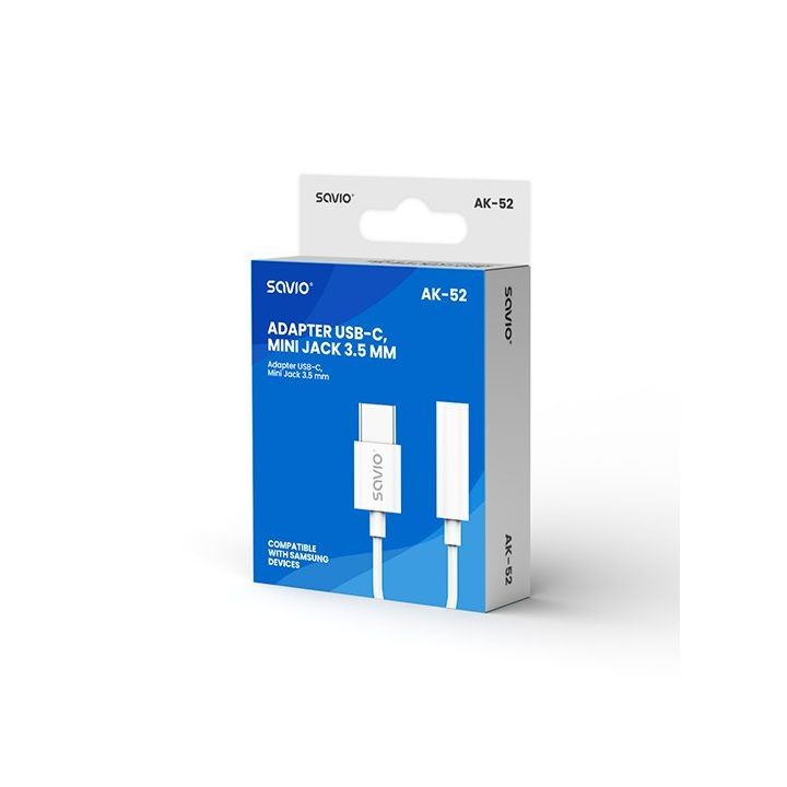 Adaptador USB-C a mini jack 3,5 mm Savio AK-52 (SAVAK-52)