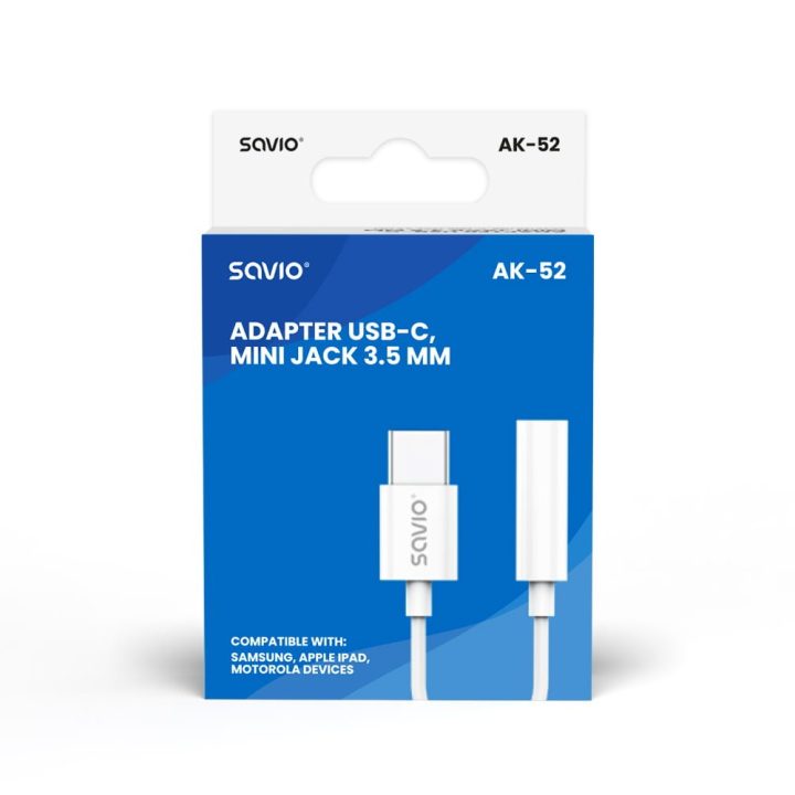 Savio AK-52 USB-C to 3.5 mm Mini Jack Adapter (SAVAK-52)