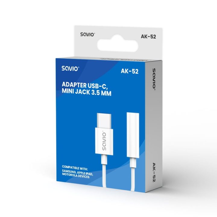 Adaptador USB-C a mini jack 3,5 mm Savio AK-52 (SAVAK-52)
