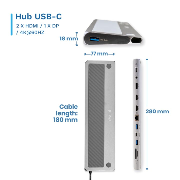 Ewent EW1150 base para portátil e replicador de portas Com fio USB…