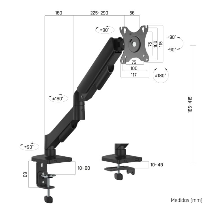 iggual SPMP01-A Suporte de secretária com grampo para 1 monitor…