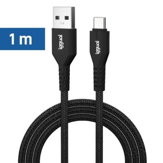 iggual USB-A to USB-C Braided Cable 3A 100 cm