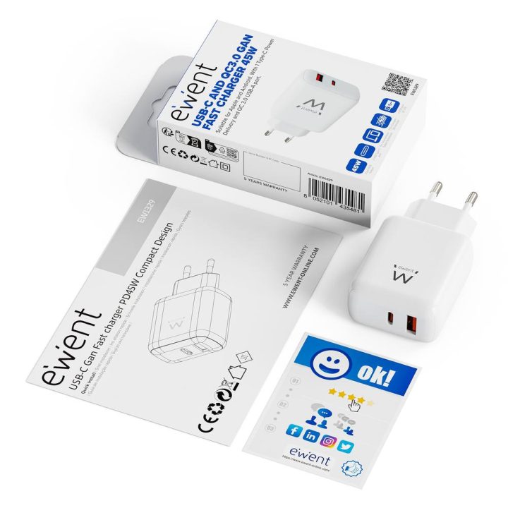 Ewent EW1329 cargador de dispositivo móvil Universal Blanco Corriente…