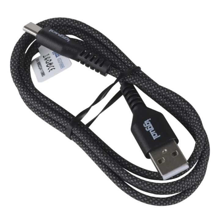 iggual USB-A to USB-C Braided Cable 3A 100 cm