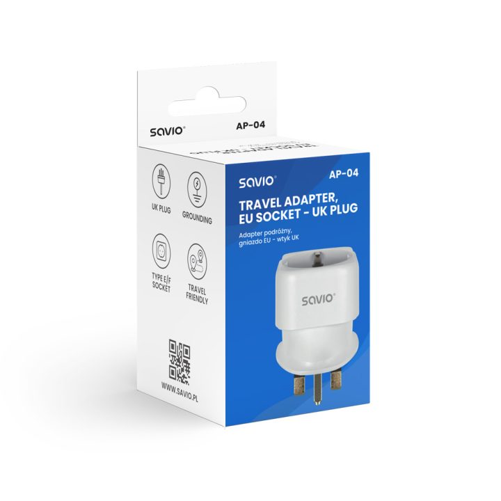 Adaptador de viagem Espanha para Reino Unido Savio AP-04 (SAVAP-04)