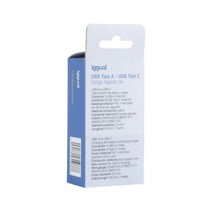 iggual Cabo USB-A para USB-C 3A 100 cm trançado