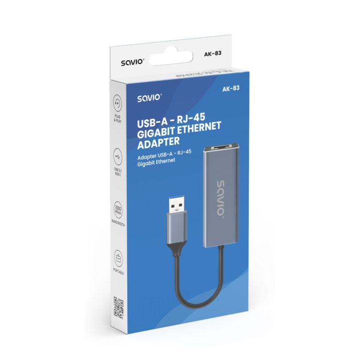 Savio USB-A to RJ-45 Adapter AK-83