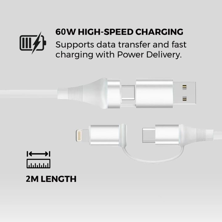 Ewent EC1076 USB Cable USB 2.0 2 m USB A/USB C USB C/Lightning 0.48…