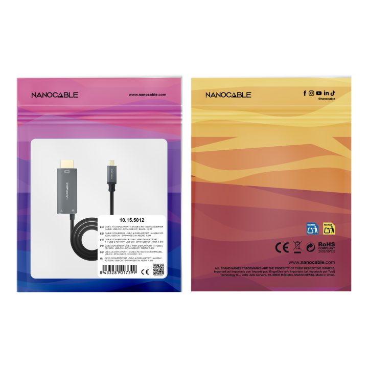 Nanocable 10.15.5012 Video Cable Adapter 1.8 m USB Type-C DisplayPort…