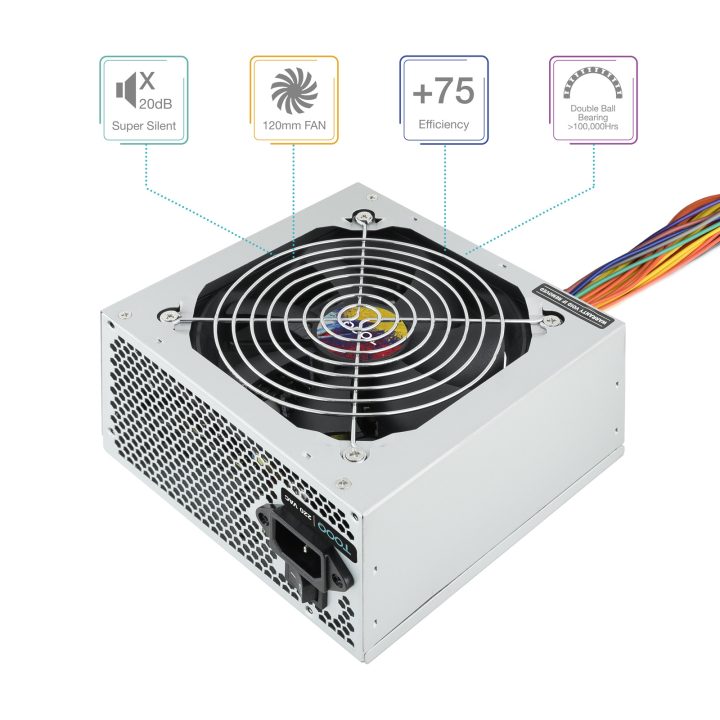 TooQ TQAPOLO-550SP 550 W 20+4 pin ATX ATX Silver Power Supply Unit