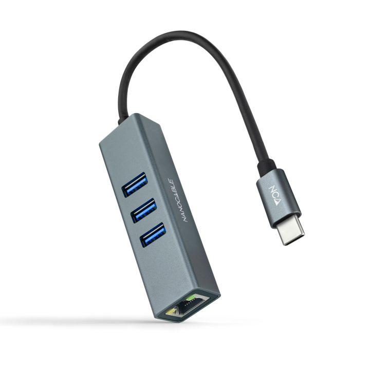 Nanocable Conversor USB-C a Ethernet Gigabit + 3XUSB 3.0, Aluminio…