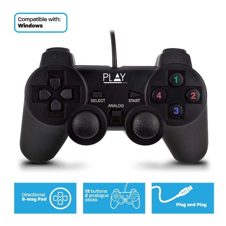 Ewent Play Preto USB 2.0 Gamepad Analógico/Digital PC
