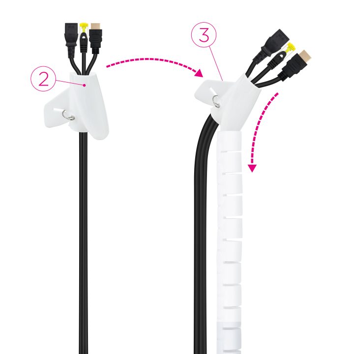 Nanocable Organizador de Cables Flexible 25 mm, Blanco, 1 m