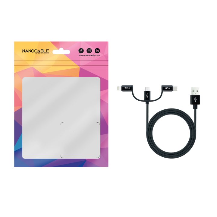 Nanocable 3-in-1 USB Cable Charging/Data USB-A to USB-C/Micro…