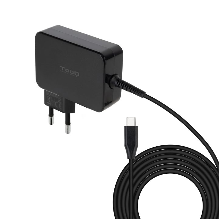 TooQ GAN USB-C PD3.0 90W Laptop Charger, Black