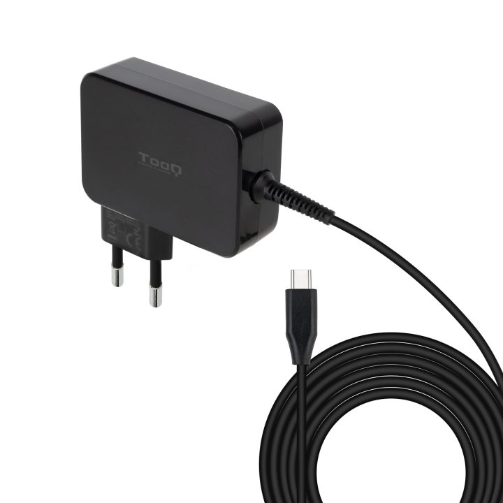 TooQ Carregador de portátil GAN USB-C PD3.0 90W, Preto