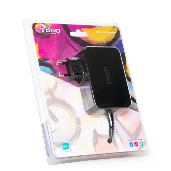 TooQ GAN USB-C PD3.0 90W Laptop Charger, Black