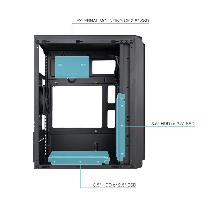 TooQ Black Micro-ATX Mini Tower Case