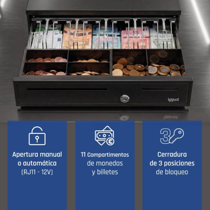 iggual IRON-35 Cash Drawer 42cm 5+6 Black