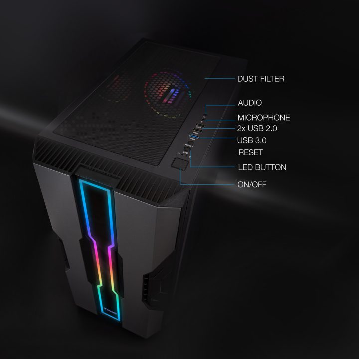 TooQ Mid-Tower Gaming Case TQGCC103-B “NIGHTCITY” Black
