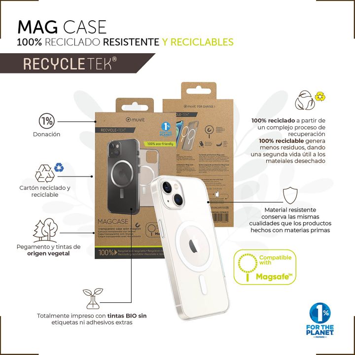 Capa Muvit recycletek MagSafe para Apple iPhone 14 Pro Max…