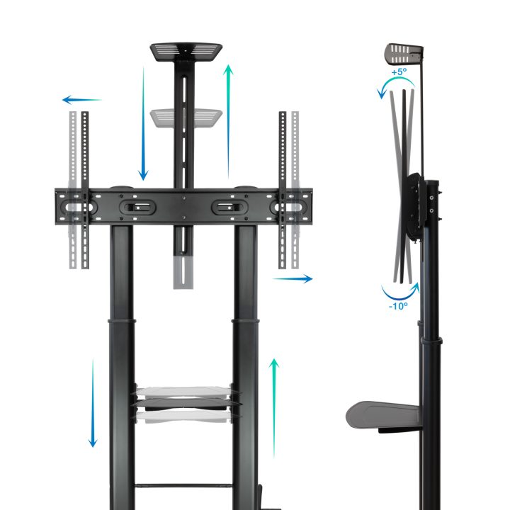 TooQ Ares Floor Stand with Wheels and Height Adjustment for 60"-100"…