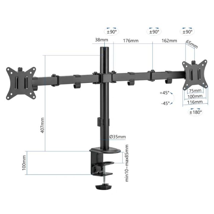 iggual SPM02 Suporte de pinça para 2 monitores 17"-32"