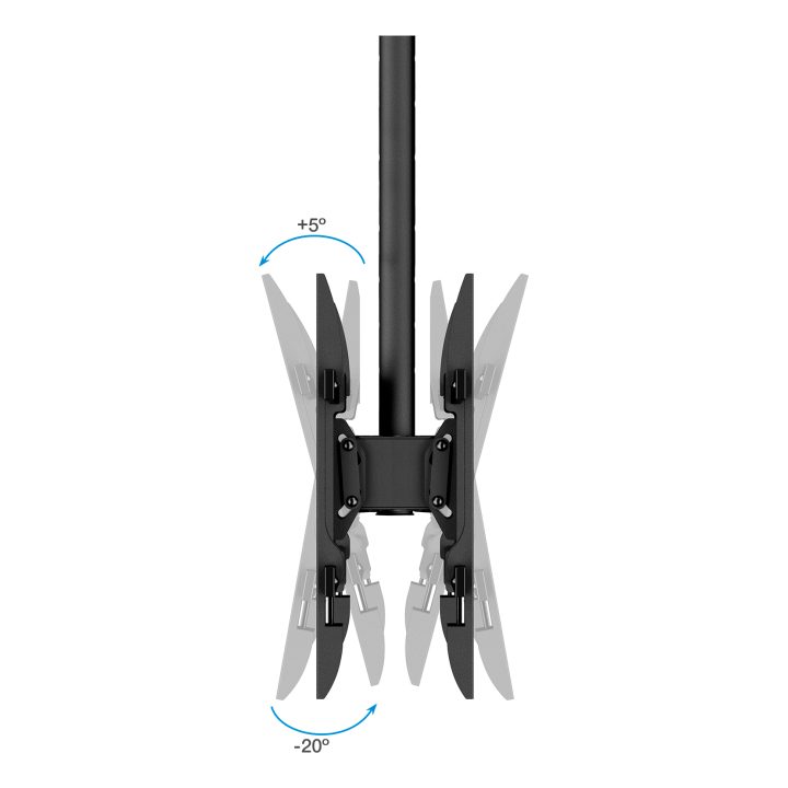 TooQ Suporte de Teto para 2 Ecrãs 43"-86", Preto