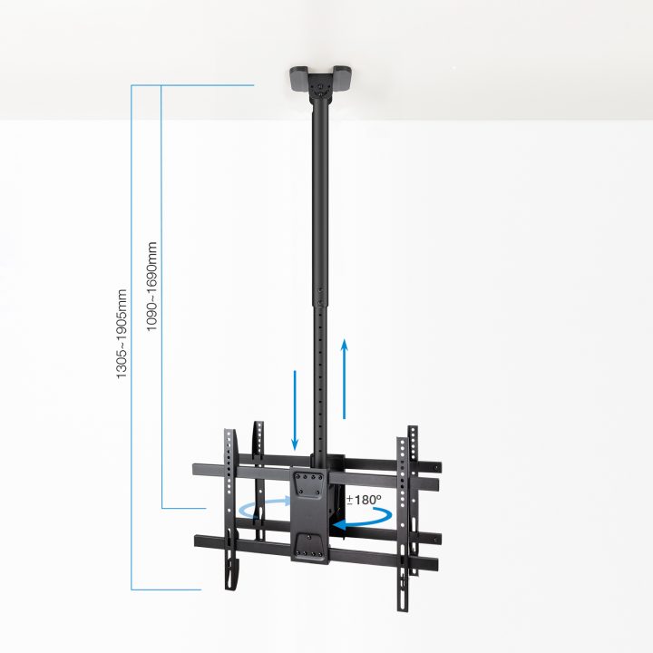 TooQ Ceiling Mount for 2 Screens 43"-86", Black