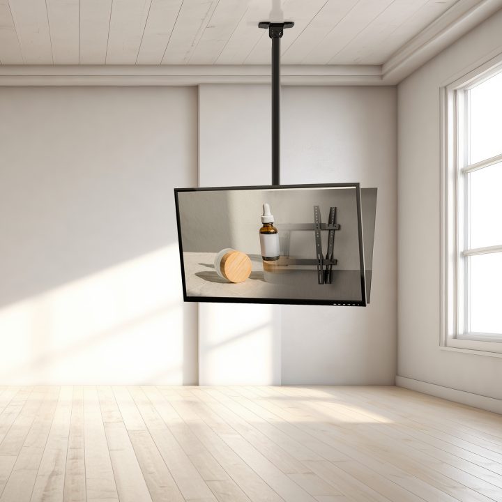 TooQ Suporte de Teto para 2 Ecrãs 43"-86", Preto
