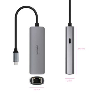 Nanocable Adaptador USB-C 3.1 para RJ45, com PD 100W, USB-C/M…