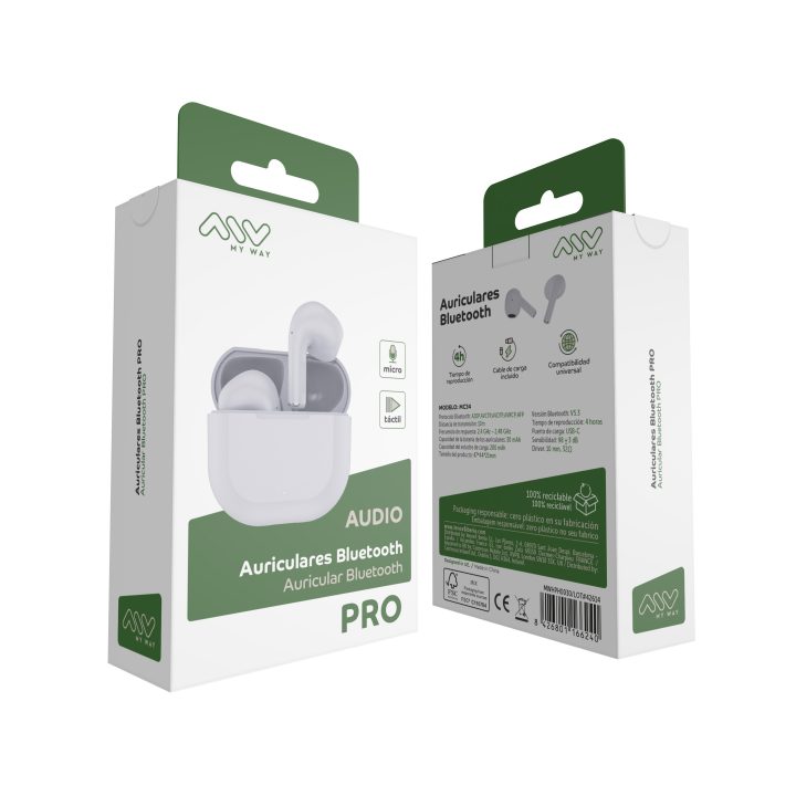 Auscultadores Myway MWHPH0030 sem fios brancos