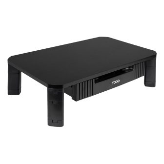 TooQ Multi-Purpose Monitor/Laptop Riser Stand with Drawer, Black